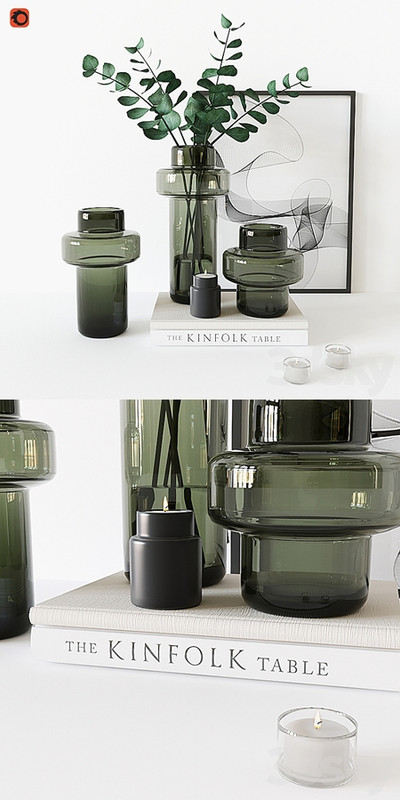 Decorative set with Glass Vase